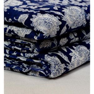 100% Soft Cotton Floral Hand Block Printed Nightwear Beachwear Casual wear sewing fabric Women <b>Kaftan</b> Dress Sanganeri Fabric - Product Image 2