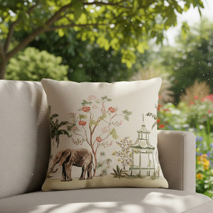 Vintage Style Scenic Cotton Accent <b>Cushion</b> <b>Cover</b> with Animal and Architecture Artwork, Suitable for Importers18X18 - Product Image 3