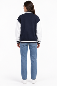 Veste universitaire marine et blanche pour hommes et femmes, tenue décontractée d'automne pour équipe - Product Image 6