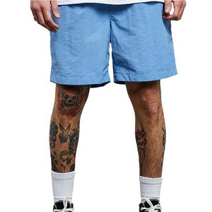 Shorts de sport décontractés pour homme bleu clair à séchage rapide avec cordon de serrage, couleur unie, logo avant, idéal pour l'été - Product Image 6