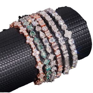 Iced Out 925 Sterling <b>Silver</b> Tennis Chain <b>Bracelet</b> Round Brilliant Cut Moissanite Gift for Women's Wear - Product Image 2