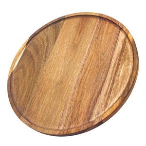 Plateaux rustiques en bois d'acacia de forme ronde parfaits pour les plateaux de fruits au fromage ou les collations servant à la cuisine ou à la table - Product Image 1