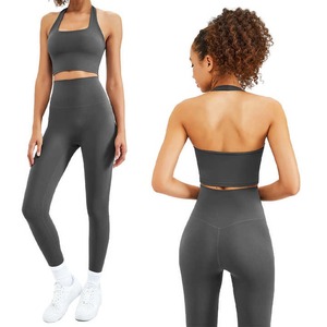 Ensemble de sport 2 pièces pour femme : soutien-gorge de yoga renforcé sans coutures et leggings taille haute, design unique, pour fitness et gym - Product Image 6