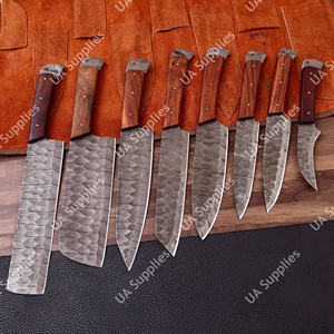 Juego de Cuchillos de Chef de Acero de Damasco, Afilados como una Navaja, Profesionales, Multifuncionales, de 8 Piezas, Ecológicos, para Uso Diario, con Mango de Madera de Palisandro y Funda de Cuero - Product Image 3