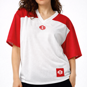 Maillot de football américain personnalisé en gros, bicolore, en maille respirante, col en V, uniforme d'équipe, marque privée, usine OEM - Product Image 1