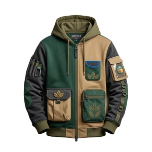 Sudaderas con capucha personalizadas para hombre, estilo vintage, con cremallera, de poliéster/algodón grueso, con letras bordadas y estampado digital, para invierno. - Product Image 1