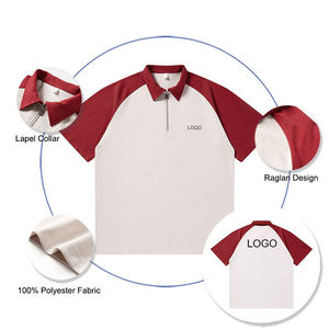 Camiseta de Manga Corta para Hombre con Cuello Alto y Cierre de Cremallera, Personalizada con Logotipo Impreso por Transferencia Térmica, 100% Poliéster Tejido, Estilo Casual y Color Sólido - Product Image 5