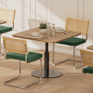 Set di 2 Sedie da Pranzo Moderne Stile Mid-Century Breu in Rattan Naturale con Schienale in Legno Massello per Cucina, Soggiorno e Sala da Pranzo - Product Image 4