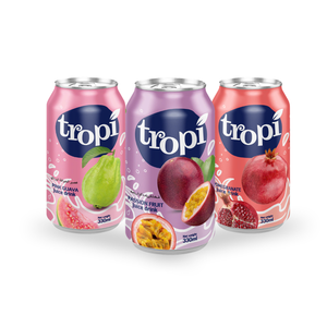 Bebida de Jugo de Frutas Tropicales de 330 ml en Lata de Aluminio, Fruta de la Pasión, Pera, Granada, Guayaba Rosa, Proveedor de Marca Privada OEM - Product Image 1