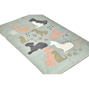 Tapis artisanal en laine tissée à plat avec motif chien mignon pour chambre d'enfant ou crèche, lavable, type Dhurrie - Product Image 3