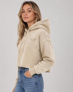 VIBE CRAFT Sweat à capuche pour femme 100% Coton, vierge, tendance, effet soleil délavé, délavé à l'acide, à épaules tombantes, doublé, écologique, avec cordon de serrage - Product Image 4