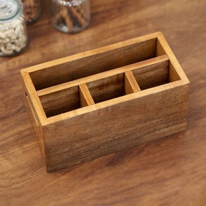 Handmade Single-Tier Rustic Wooden Spoon Holder Natural Acacia Mango Wood Stand Type <b>Kitchen</b> Tools Storage <b>Rack</b> Made in India - Product Image 1