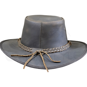 Sombrero de Vaquero de Cuero Genuino Marrón Estilo Ranchero Hecho a Mano Sombreros Occidentales con Banda Trenzada Logotipo Personalizado Sombrero Clásico de Cuero para Exteriores - Product Image 3