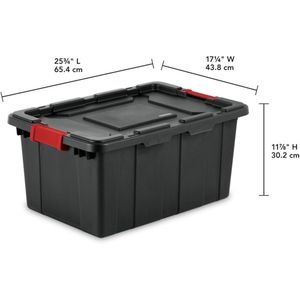 Lot de 6 bacs de rangement industriels en plastique noir robuste de 15 gallons avec couvercles pour l'organisation des placards et des salles de bain - Product Image 2