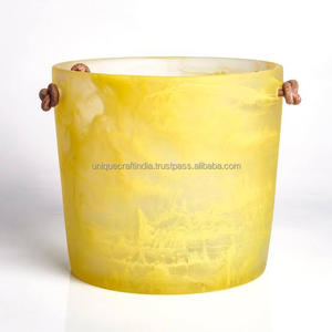 Handmade Resin Ice <b>Bucket</b> Swirl Pattern Black Marble Texture Champagne Wine Chiller Indoor Outdoor Party Decor Rope Handle UCI - Product Image 6