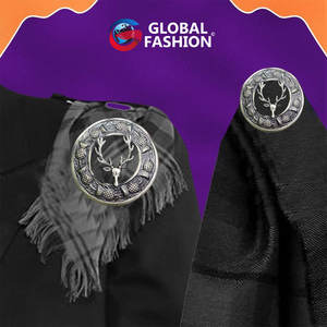 Broche écossaise traditionnelle décorative tête de cerf, motif écossais antique des Highlands, pour tenue kilt, meilleure vente 2026 - Product Image 4