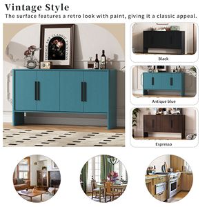 4-Door Retro <b>Sideboard</b> with Adjustable Shelves and Long Handles Large Storage for Kitchen Dining and Living Room - Product Image 5