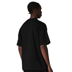 Camiseta Básica Negra de Algodón de Manga Corta y Cuello Redondo para Hombre, Ajuste Holgado, Estilo Urbano, Venta al por Mayor - Product Image 6