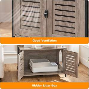 Árbol para gatos con caja de arena, 27.6"L x 18.9"W x 52"H, Mueble para gatos de interior, Condominio para gatos con hamaca y varita de juguete - Product Image 6