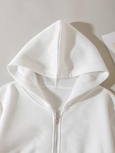 Premium Custom Cropped Zip Hoodie Men Relaxed Fit Cotton Blend <b>Fleece</b> Full Zip <b>Jacket</b> Cartoon Pattern Eco-Friendly <b>Lined</b> 350g - Product Image 3
