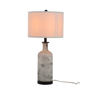 Lampada da Tavolo Sarris Tall in Vetro Grigio e Bianco con Paralume in Lino 14x14x28.5 Base Posteriore in Metallo - Product Image 3