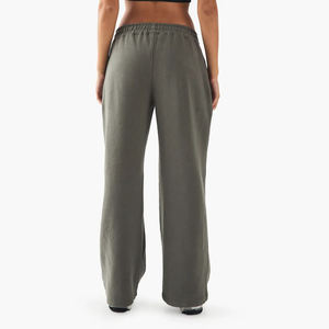 Winter 100% <b>Polyester</b>/Cotton Fleece 300 GSM Custom Embroidered Lace Logo Straight High Street Eco-Friendly Sweatpants - Product Image 2
