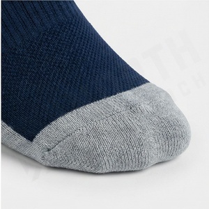 Navy Crew <b>Socks</b> With White Logo Breathable Polyester Spandex Basketball Athletic <b>Socks</b> For Adults Summer Use - Product Image 6