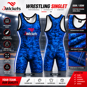 Custom Blue <b>Wrestling</b> <b>Singlet</b> <b>Men</b> Sublimated Uniform Quick Dry Breathable Stretch Team Wear Polyester/Cotton 300g Custom Logo - Product Image 2