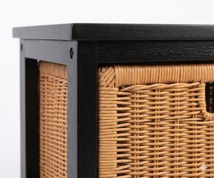 Tiroirs de commode en osier en bois avec 4 grands plus 3 petits tiroirs produit indonésien fait à la main - Product Image 4