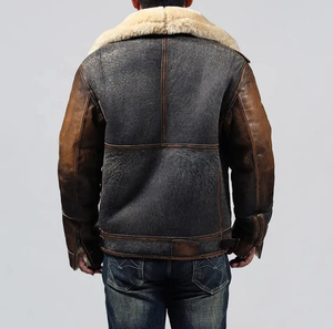 Blue Color New Design Spring/<b>Summer</b> Genuine Cowhide Leather Zipper Closure Eco-Friendly Plus Size Bomber <b>Jacket</b> - Product Image 6