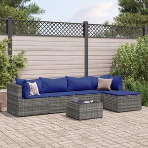 Conjunto de 6 Piezas de Muebles de Jardín de Ratán Sintético Gris para Patio - Product Image 1
