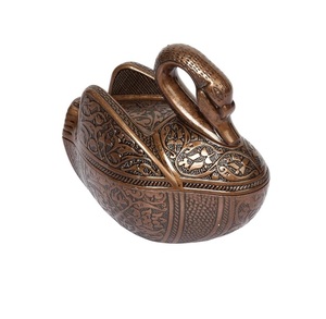 ชามผลไม้ทองเหลืองลายเป็ดโบราณสลักลายดอกไม้ ชามผลไม้ตกแต่งสำหรับโต๊ะอาหาร ห้องครัว และบ้าน - Product Image 3