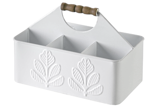 White Silverware <b>Caddy</b> for Party, <b>Kitchen</b> Flatware Holder Metal White Honeycomb Pattern Embossed Countertop Cutlery Organizer - Product Image 2
