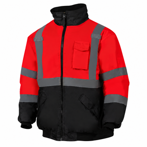 Chaqueta de Trabajo Bomber de Poliéster para Hombre con Logotipo Personalizado, Alta Visibilidad, Reflectante, Forro Polar, Capucha Desmontable y Bolsillos Utilitarios - Product Image 1