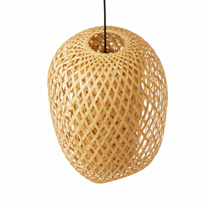 Abat-jour suspendu en bambou artisanal, double couche tressée, abat-jour de lampe suspendue, panier naturel, luminaire de plafond, vente en gros - Product Image 3