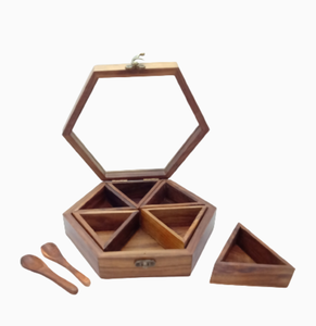 Wood Spice <b>Box</b> Premium Best Selling Indian Wooden Spice <b>Box</b> Decorative Wood Spice <b>Box</b> - Product Image 2
