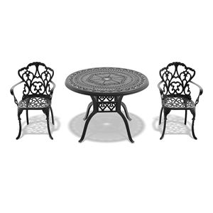 Set 3 pezzi di mobili da giardino in alluminio fuso con cuscini a colori casuali - Product Image 3