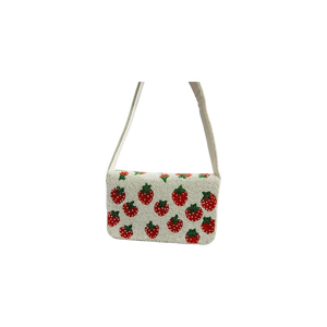 Handmade Strawberry Beaded Square Bag for Women Embroidered Shoulder <b>Purse</b> <b>Cute</b> Fashion Handbag Promotional Use - Product Image 3