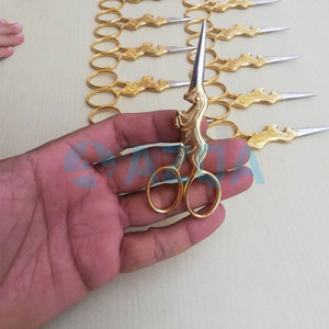 Stainless Steel Gold Chicken Shaped Handle Straight Embroidery <b>Scissors</b> for Thread Cutting <b>Sewing</b> and Needlework - Product Image 6