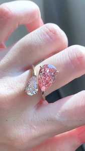 Anillo Toi Et Moi de Oro Sólido de 14K con Diamante Rosa Corte Pera de 1.00CT Cultivado en Laboratorio, Moderno y Elegante, para Celebraciones de Boda y Fiestas para Amantes - Product Image 4
