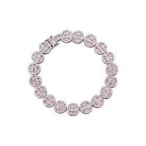 Pulsera de Plata 925 Chapada en Oro con Moissanita VVS y Corte Baguette, Estilo Cubano, Unisex, Pasa el Test de Diamantes - Product Image 1