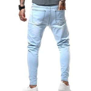 Jeans en denim bleu ciel clair teint sur mesure, coupe slim, design tendance 2023, qualité supérieure, pour hommes, vêtements décontractés - Product Image 2