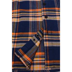 Chemise en flanelle à carreaux marine et orange pour homme, manches longues, boutonnée, prix raisonnable, vente en gros - Product Image 6