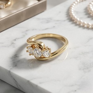 1.00CTW Three <b>Stone</b> Round Solitaire Prong set Diamond Ring - Product Image 2