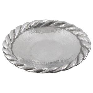 Plateau ovale décoratif avec bordure en corde personnalisée, plateau à fruits, accessoires de table, artisanat en métal, plateaux de service faits à la main pour restaurant - Product Image 1