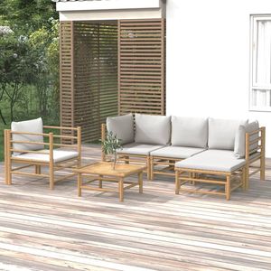 Set Lounge da Giardino Modulare Medio in Bambù Grigio Chiaro - Product Image 1
