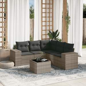 Grey <b>Rattan</b> Garden <b>Sofa</b> Set With Cushions Outdoor Furniture Contemporary Design - Product Image 1