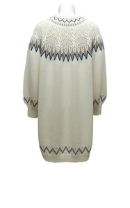 Pull-over tricoté géométrique à manches longues pour femme, col rond, style robe décontractée à manches lanternes pour l'hiver - Product Image 2