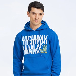 Sweat-shirt à capuche unisexe bleu, coupe classique, en coton French Terry, décontracté, hiver, uni, avec poche avant - Product Image 3
