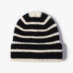Autumn Winter Unisex Casual Warm Knit <b>Hat</b> New Striped Fleece-Lined Face-Slimming Color-Blocked Common Fashion Wholesale - Product Image 4